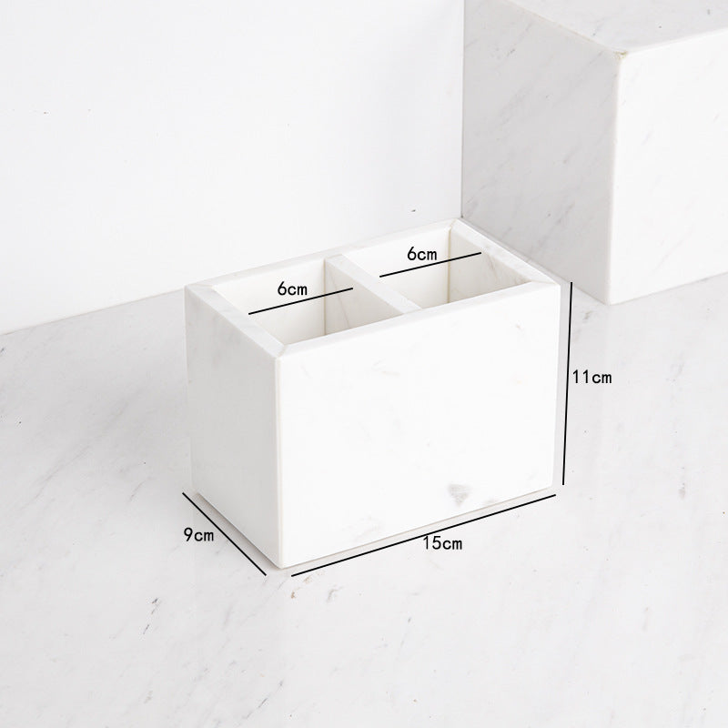 AUSAULAC Luxury Marble Bathroom Set - Soap Dispenser, Tissue Box & Tray | Light Luxury Hotel Style