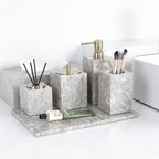 AUSAULAC Hermes Grey Close-up of {material} marble bathroom suite pieces - Premium Quality