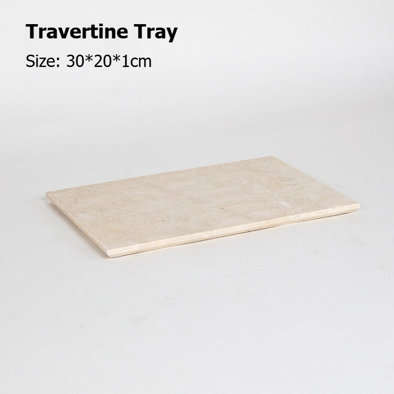 AUSAULAC Luxury Natural Travertine  Bathroom Set - Soap Dispenser, Tissue Box & Tray | Light Luxury Hotel Style