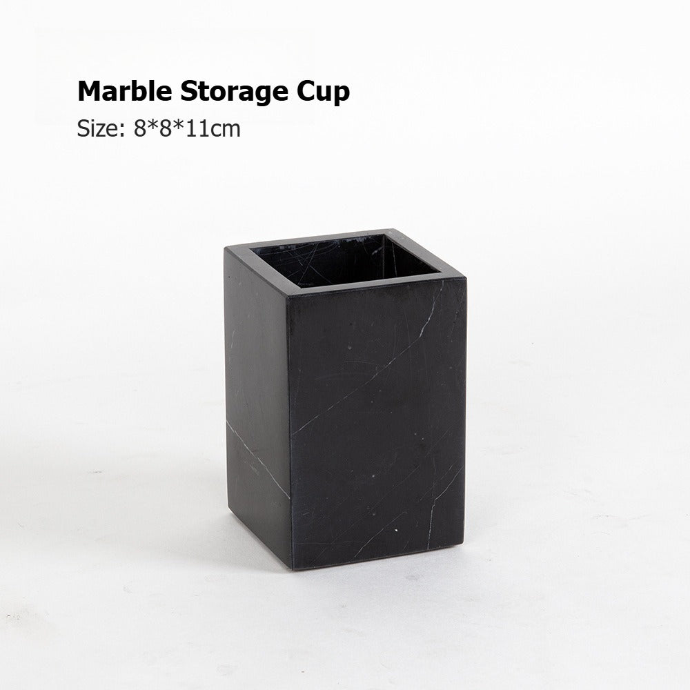 AUSAULAC Luxury Marble Bathroom Set - Soap Dispenser, Tissue Box & Tray | Light Luxury Hotel Style