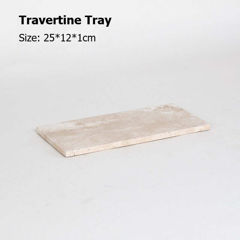 AUSAULAC Luxury Natural Travertine  Bathroom Set - Soap Dispenser, Tissue Box & Tray | Light Luxury Hotel Style