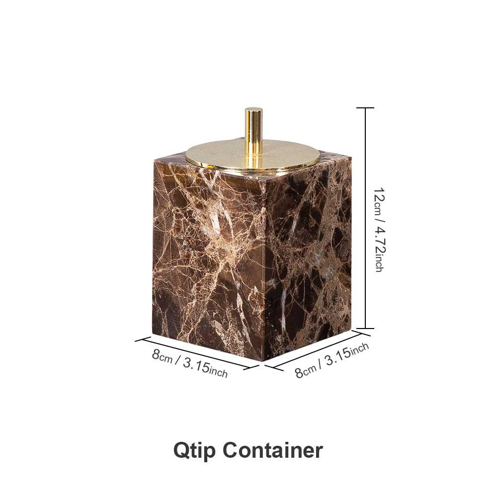 AUSAULAC Genuine Marble Bathroom Canister Square - Luxury Stone Apothecary Jar for Q-tips, Cotton Pads, Floss & Jewelry Storage - Ausaulac