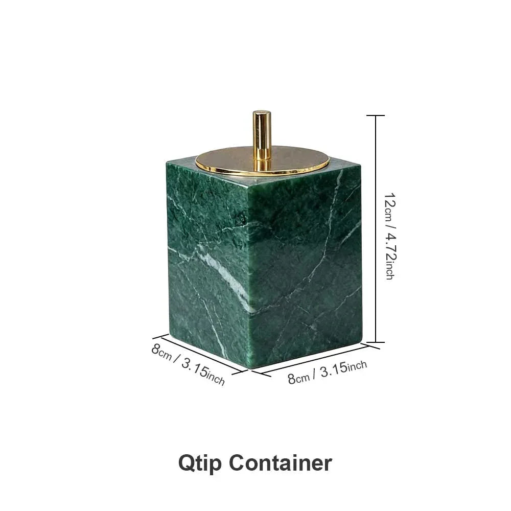 AUSAULAC Genuine Marble Bathroom Canister Square - Luxury Stone Apothecary Jar for Q-tips, Cotton Pads, Floss & Jewelry Storage - Ausaulac