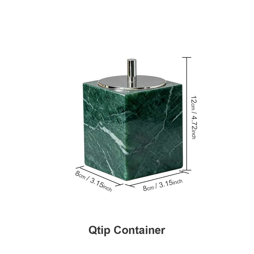 AUSAULAC Genuine Marble Bathroom Canister Square - Luxury Stone Apothecary Jar for Q-tips, Cotton Pads, Floss & Jewelry Storage - Ausaulac