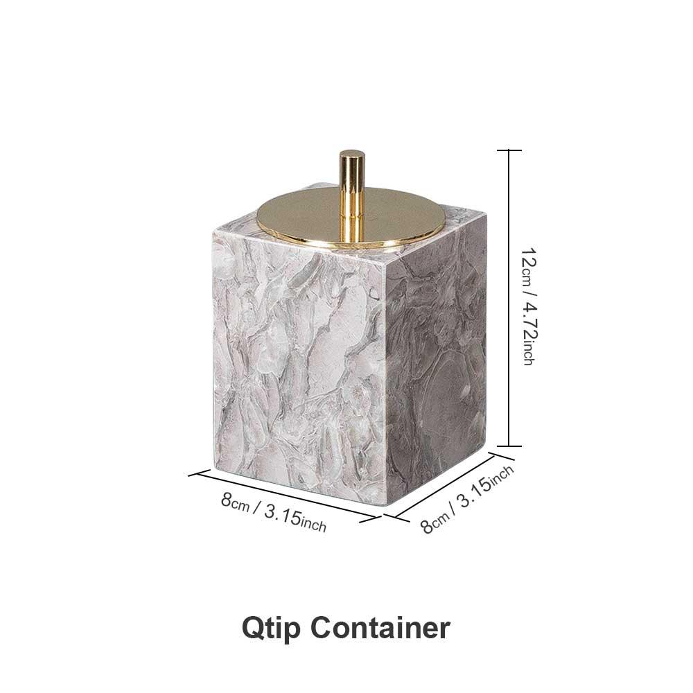 AUSAULAC Genuine Marble Bathroom Canister Square - Luxury Stone Apothecary Jar for Q-tips, Cotton Pads, Floss & Jewelry Storage - Ausaulac