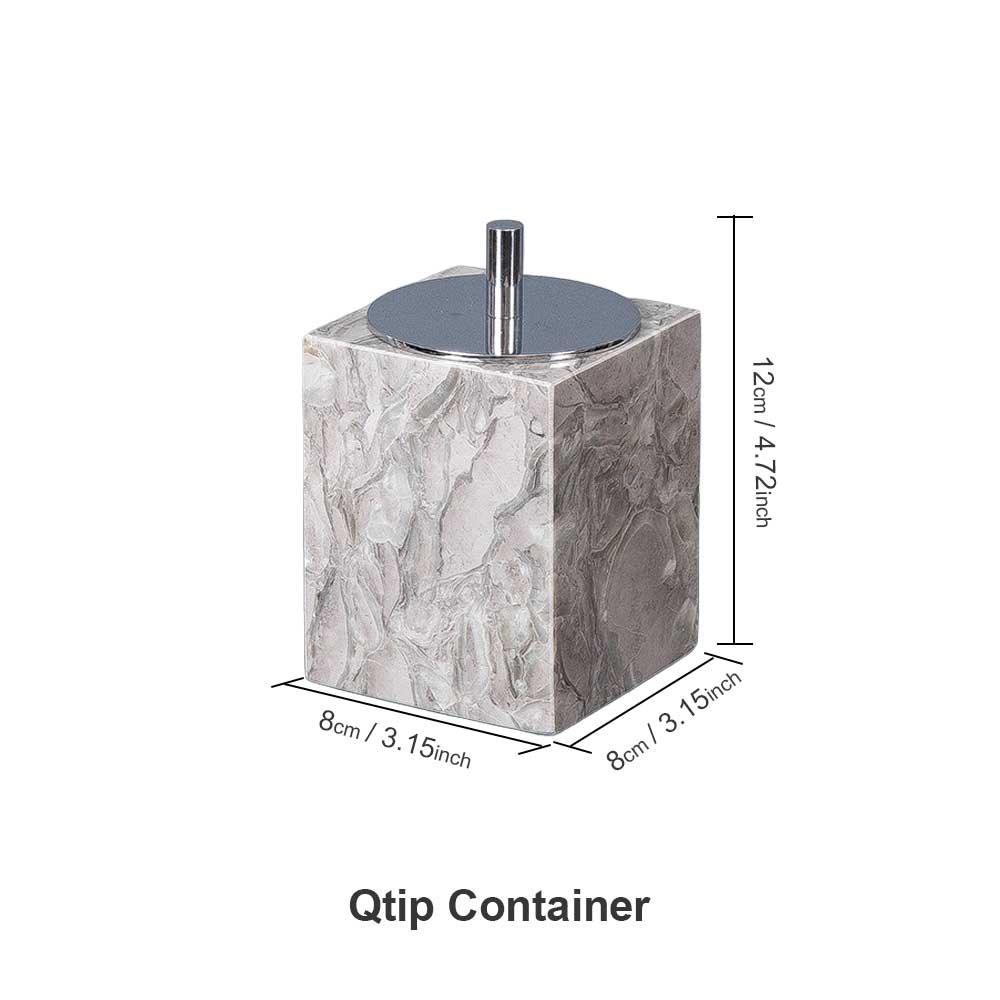 AUSAULAC Genuine Marble Bathroom Canister Square - Luxury Stone Apothecary Jar for Q-tips, Cotton Pads, Floss & Jewelry Storage - Ausaulac