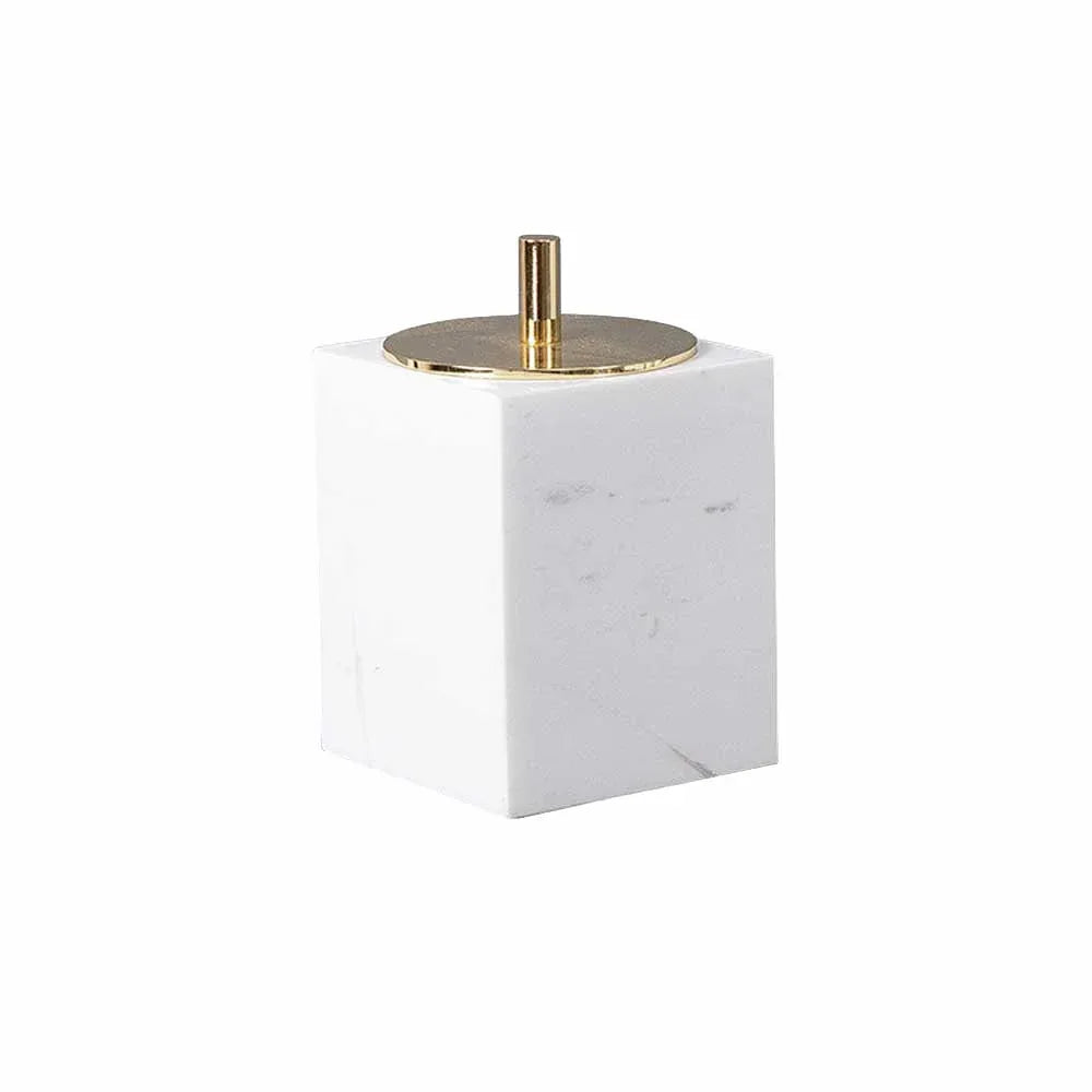 AUSAULAC Genuine Marble Bathroom Canister Square - Luxury Stone Apothecary Jar for Q-tips, Cotton Pads, Floss & Jewelry Storage - Ausaulac