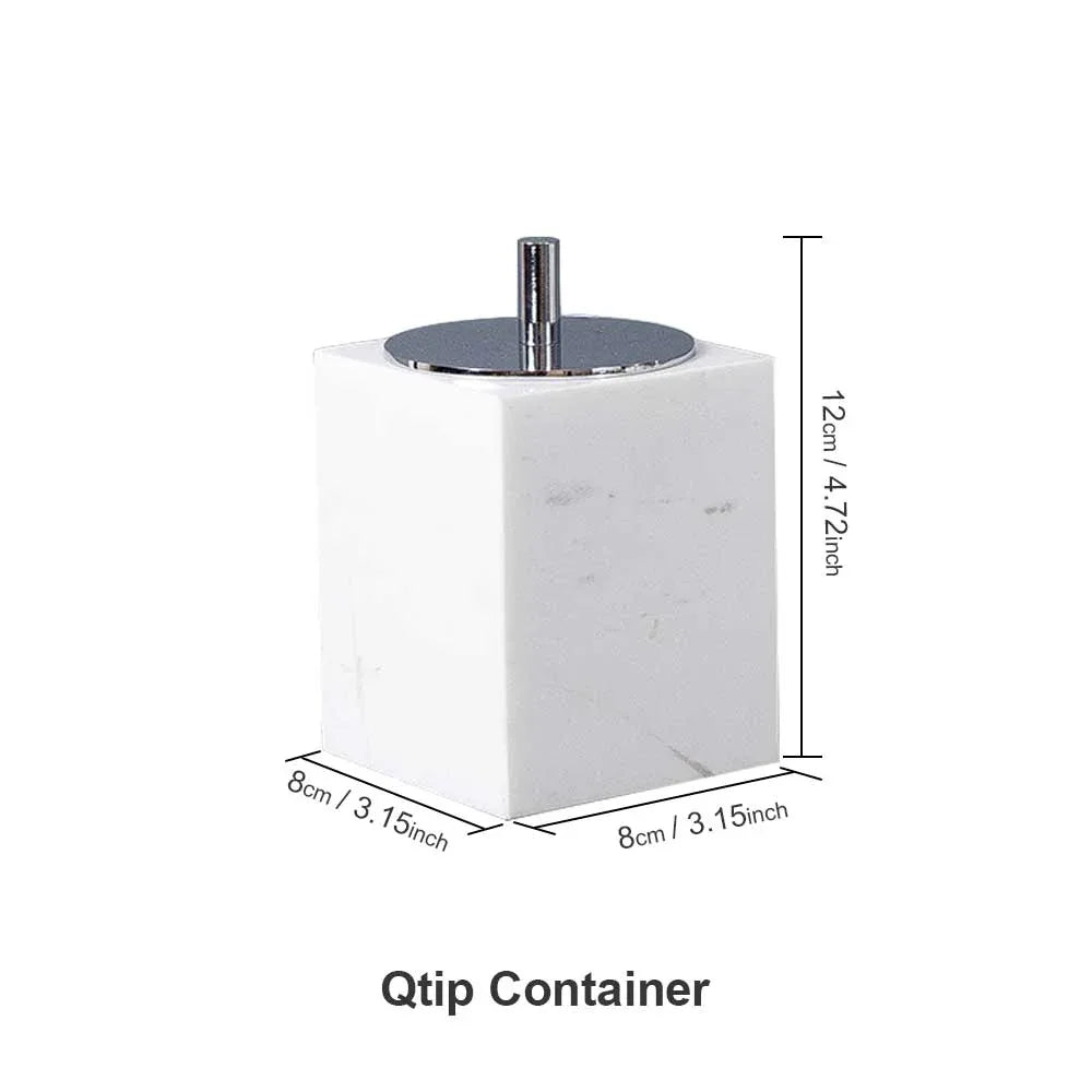 AUSAULAC Genuine Marble Bathroom Canister Square - Luxury Stone Apothecary Jar for Q-tips, Cotton Pads, Floss & Jewelry Storage - Ausaulac
