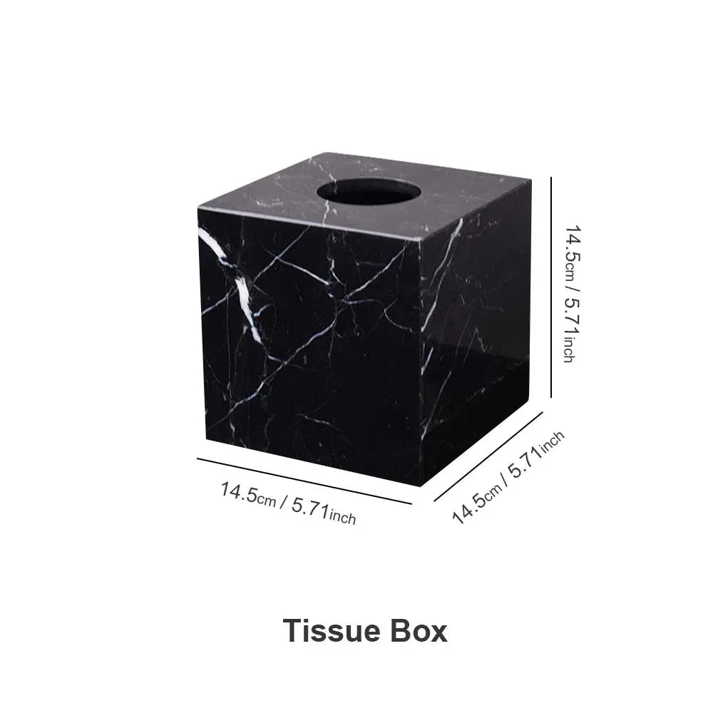 AUSAULAC Genuine Marble Tissue Box - Luxury Natural Stone Tissue Cover for Modern Home Decor, Office Desk, and Kitchen Countertop - Ausaulac