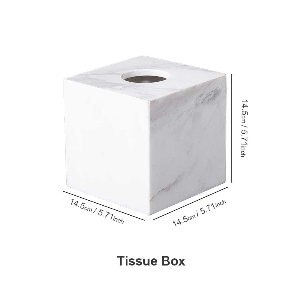 AUSAULAC Genuine Marble Tissue Box - Luxury Natural Stone Tissue Cover for Modern Home Decor, Office Desk, and Kitchen Countertop - Ausaulac