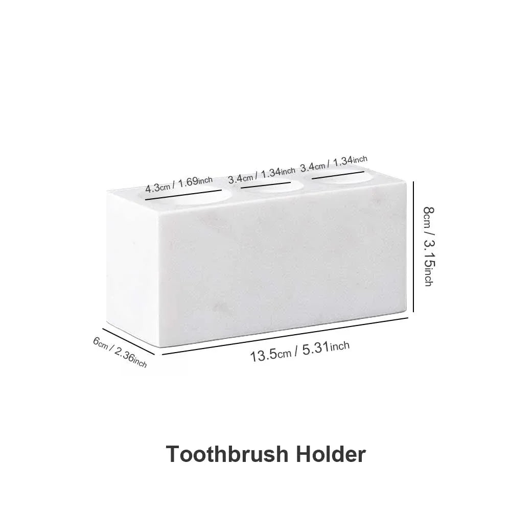 The 3-Slot Jazz White Marble Toothbrush Stand - Ausaulac