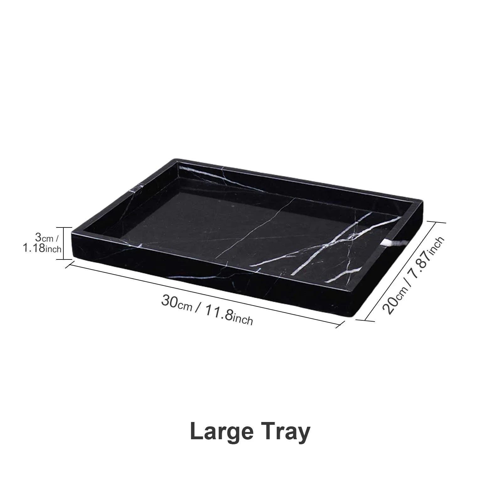 AUSAULAC Genuine 100% Solid Marble Vanity Tray - Luxury Natural Stone Decorative Tray for Bathroom, Kitchen & Jewelry Organizer - Ausaulac