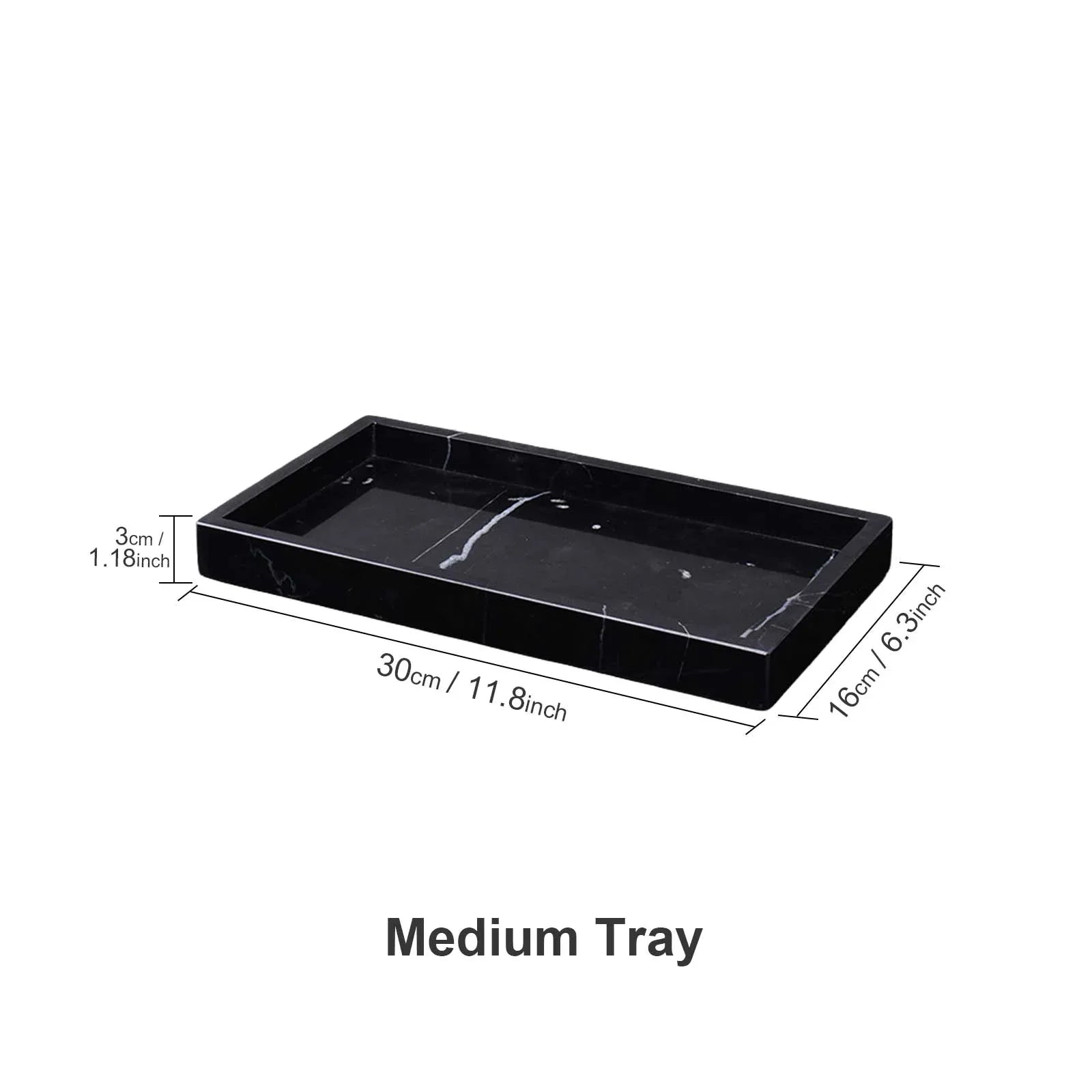 AUSAULAC Genuine 100% Solid Marble Vanity Tray - Luxury Natural Stone Decorative Tray for Bathroom, Kitchen & Jewelry Organizer - Ausaulac
