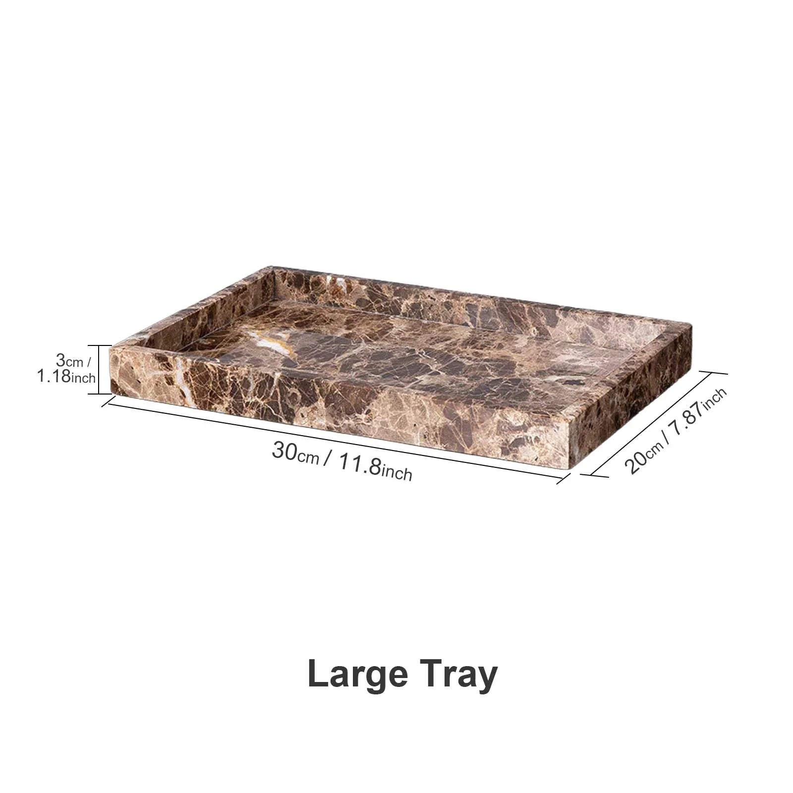 AUSAULAC Genuine 100% Solid Marble Vanity Tray - Luxury Natural Stone Decorative Tray for Bathroom, Kitchen & Jewelry Organizer - Ausaulac
