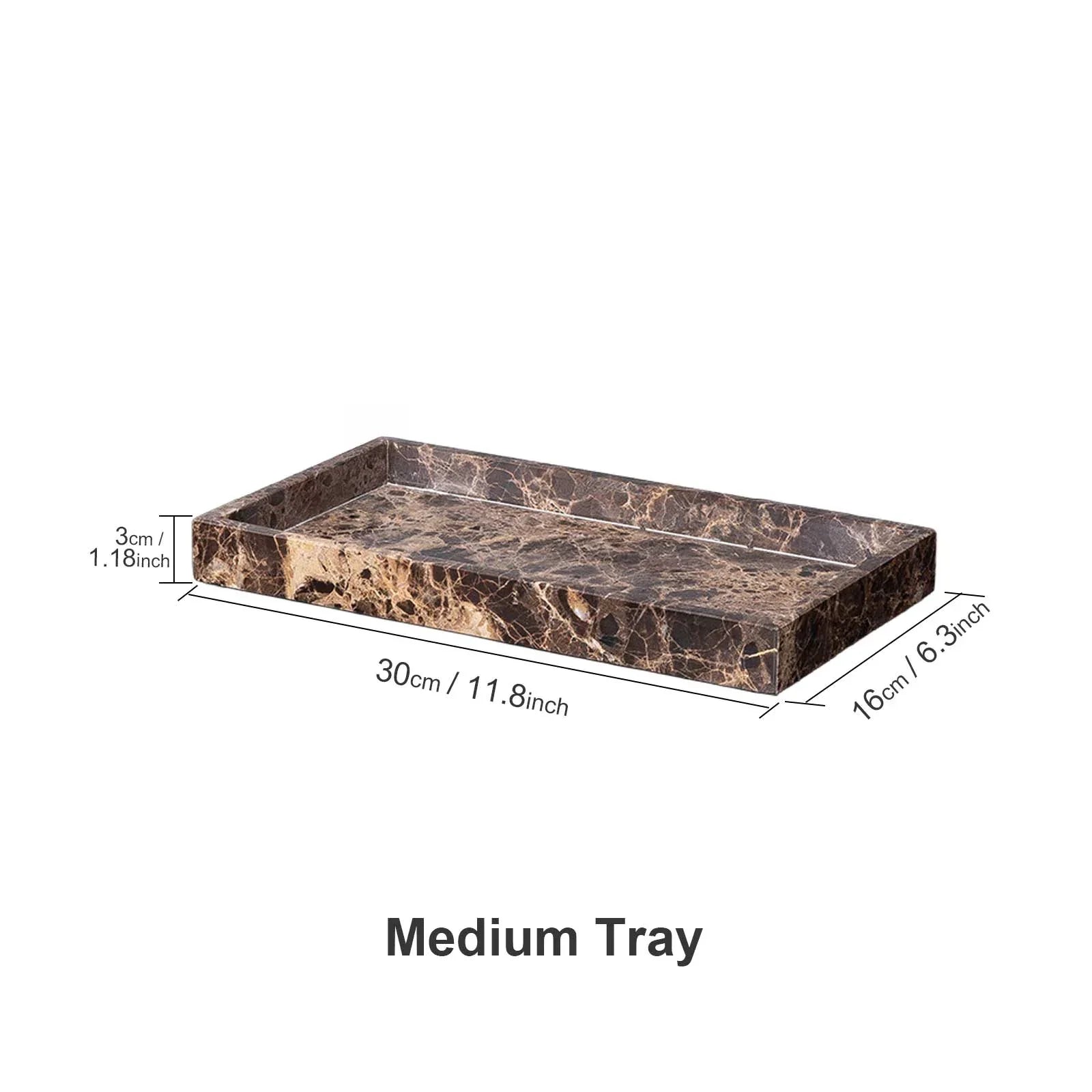 AUSAULAC Genuine 100% Solid Marble Vanity Tray - Luxury Natural Stone Decorative Tray for Bathroom, Kitchen & Jewelry Organizer - Ausaulac