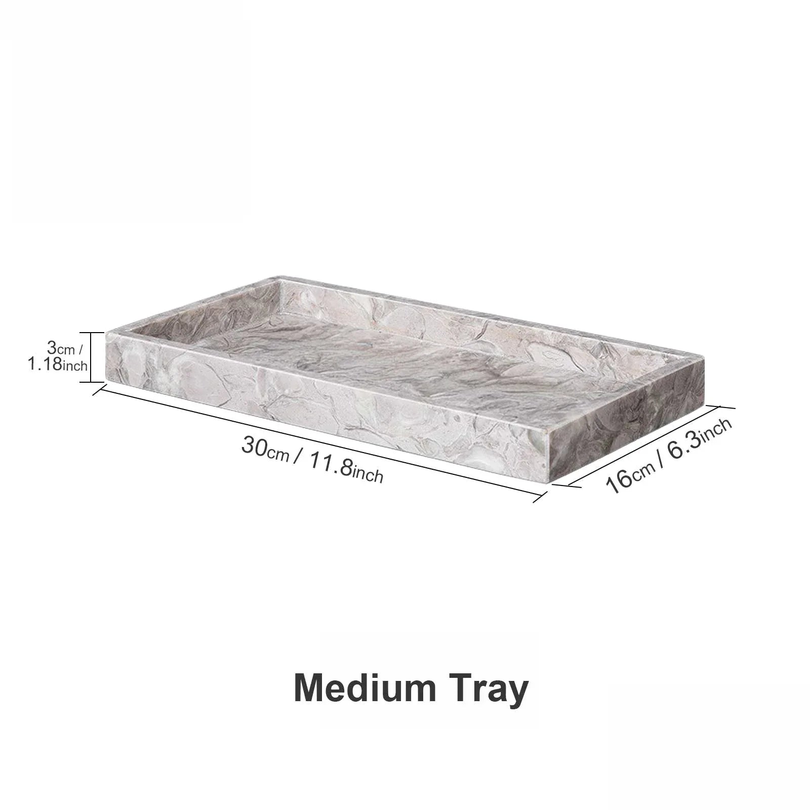 AUSAULAC Genuine 100% Solid Marble Vanity Tray - Luxury Natural Stone Decorative Tray for Bathroom, Kitchen & Jewelry Organizer - Ausaulac