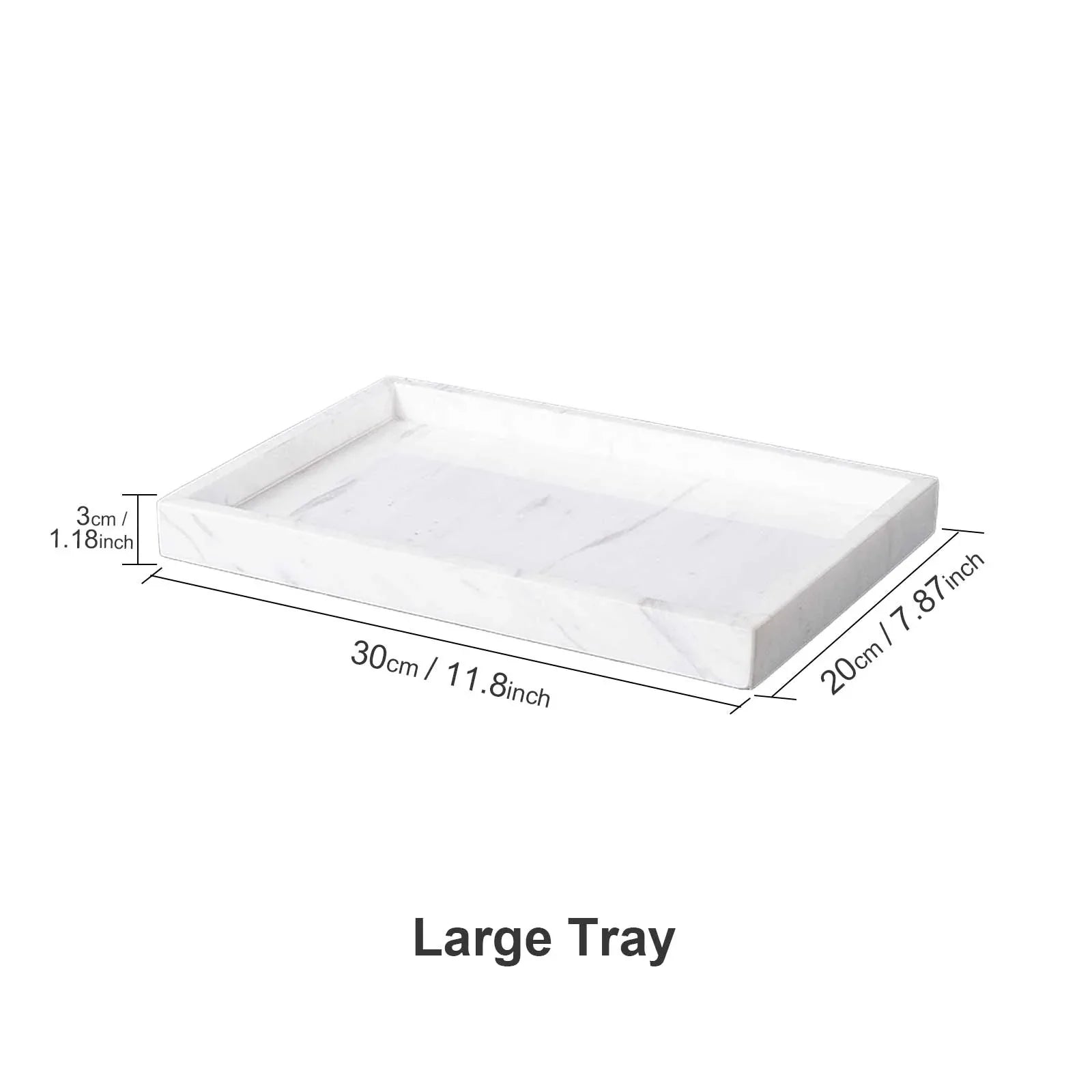 AUSAULAC Genuine 100% Solid Marble Vanity Tray - Luxury Natural Stone Decorative Tray for Bathroom, Kitchen & Jewelry Organizer - Ausaulac