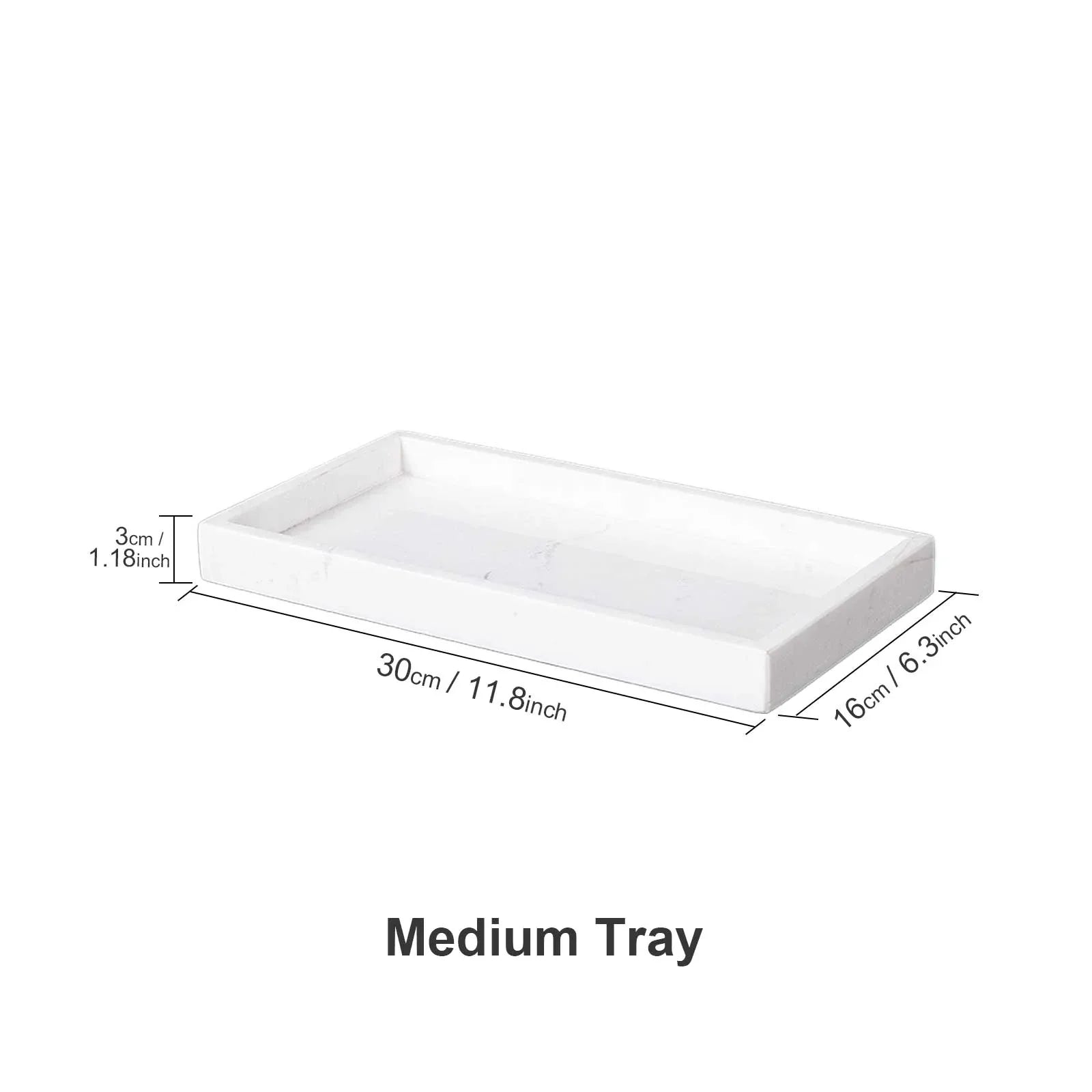 AUSAULAC Genuine 100% Solid Marble Vanity Tray - Luxury Natural Stone Decorative Tray for Bathroom, Kitchen & Jewelry Organizer - Ausaulac