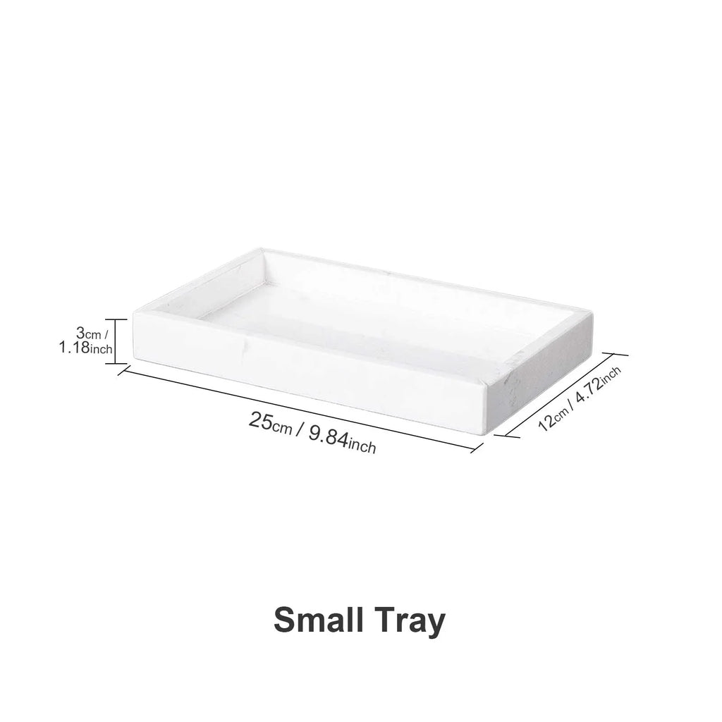 AUSAULAC Genuine 100% Solid Marble Vanity Tray - Luxury Natural Stone Decorative Tray for Bathroom, Kitchen & Jewelry Organizer - Ausaulac