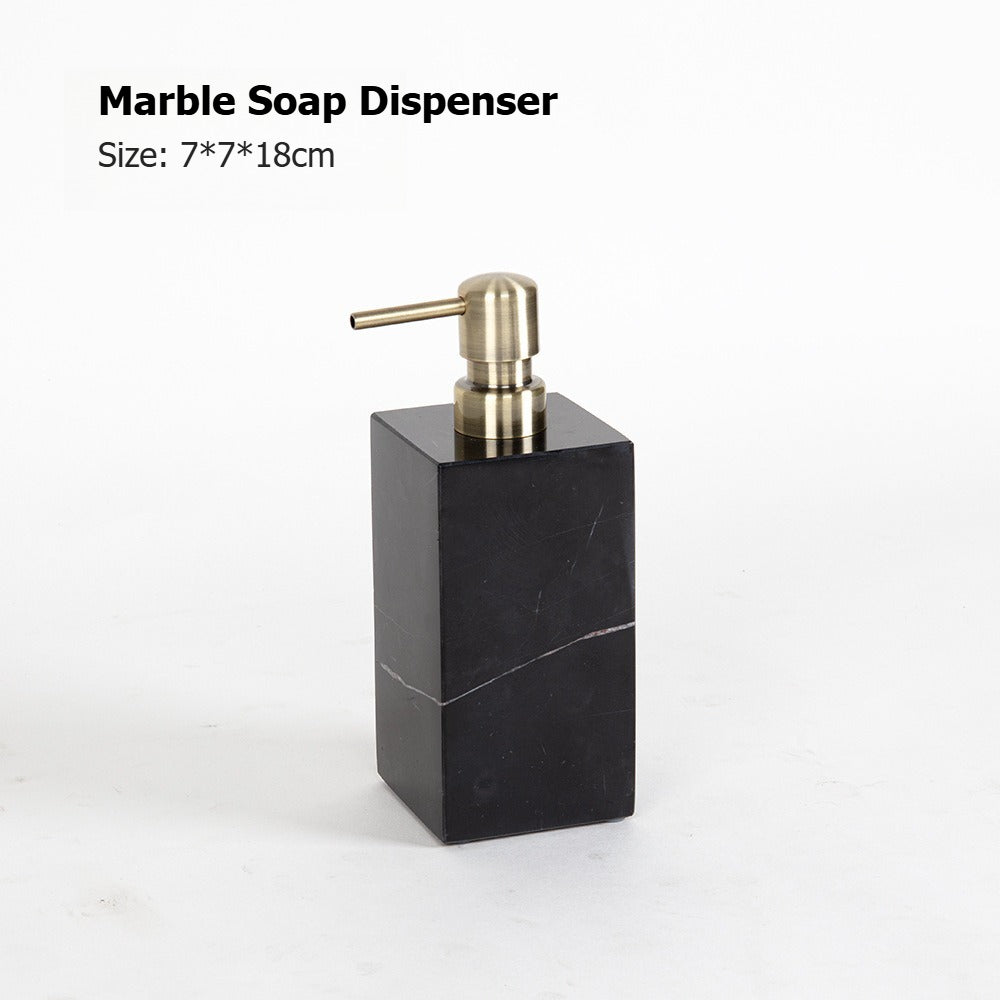 AUSAULAC Luxury Marble Bathroom Set - Soap Dispenser, Tissue Box & Tray | Light Luxury Hotel Style