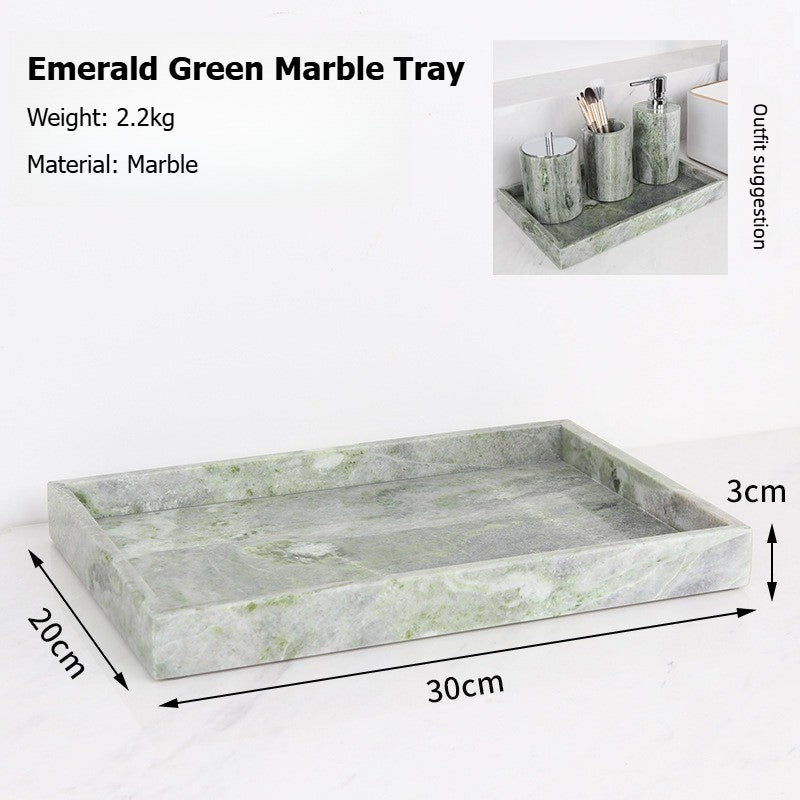 AUSAULAC Luxury Marble Bathroom Set - Soap Dispenser, Tissue Box & Tray | Light Luxury Hotel Style