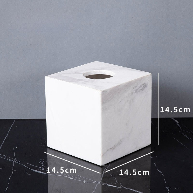 AUSAULAC Luxury Marble Bathroom Set - Soap Dispenser, Tissue Box & Tray | Light Luxury Hotel Style