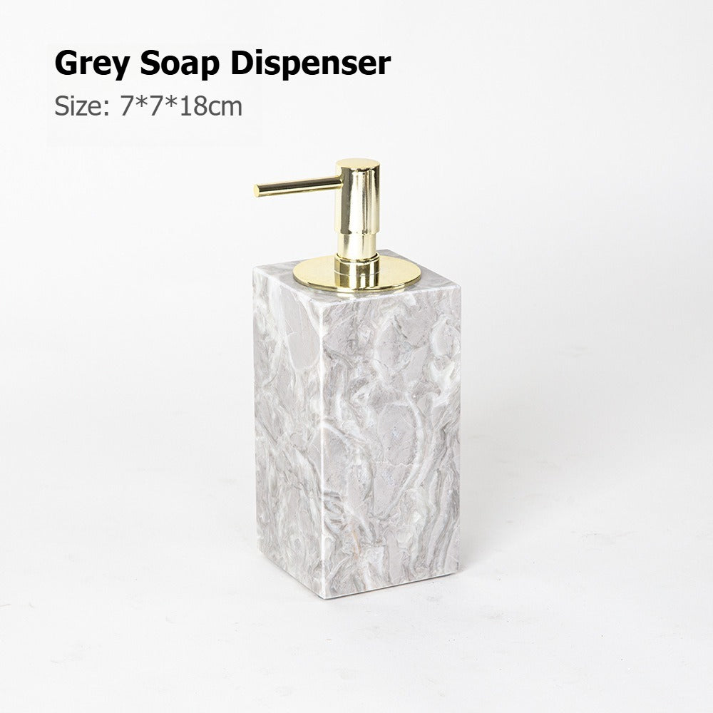 AUSAULAC Luxury Marble Bathroom Set - Soap Dispenser, Tissue Box & Tray | Light Luxury Hotel Style