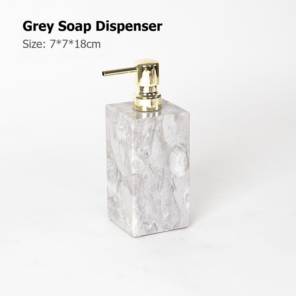 AUSAULAC Luxury Marble Bathroom Set - Soap Dispenser, Tissue Box & Tray | Light Luxury Hotel Style