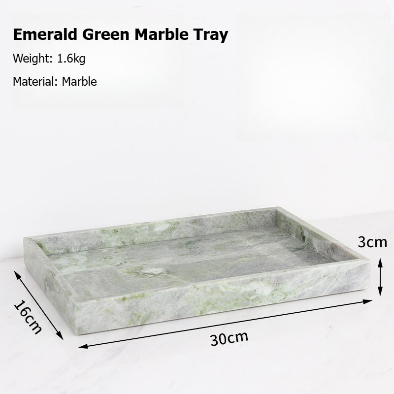 AUSAULAC Luxury Marble Bathroom Set - Soap Dispenser, Tissue Box & Tray | Light Luxury Hotel Style