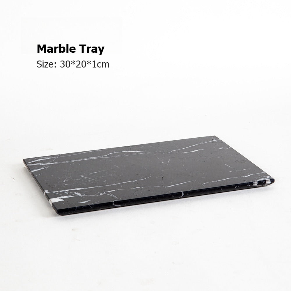 AUSAULAC Luxury Marble Bathroom Set - Soap Dispenser, Tissue Box & Tray | Light Luxury Hotel Style