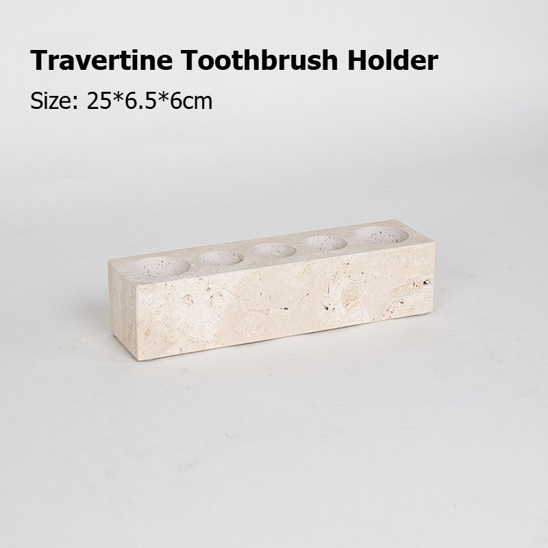 AUSAULAC Luxury Natural Travertine  Bathroom Set - Soap Dispenser, Tissue Box & Tray | Light Luxury Hotel Style