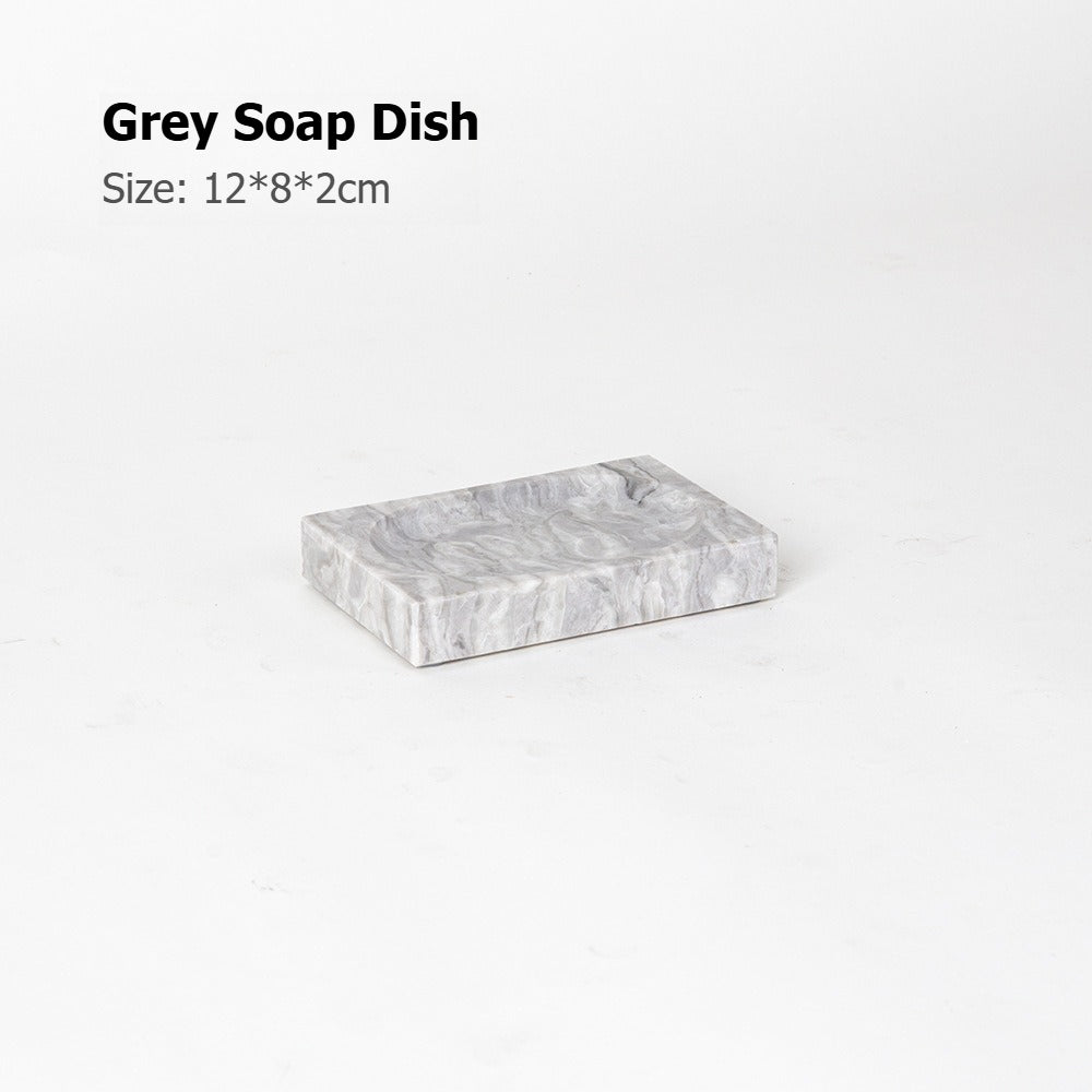 AUSAULAC Luxury Marble Bathroom Set - Soap Dispenser, Tissue Box & Tray | Light Luxury Hotel Style