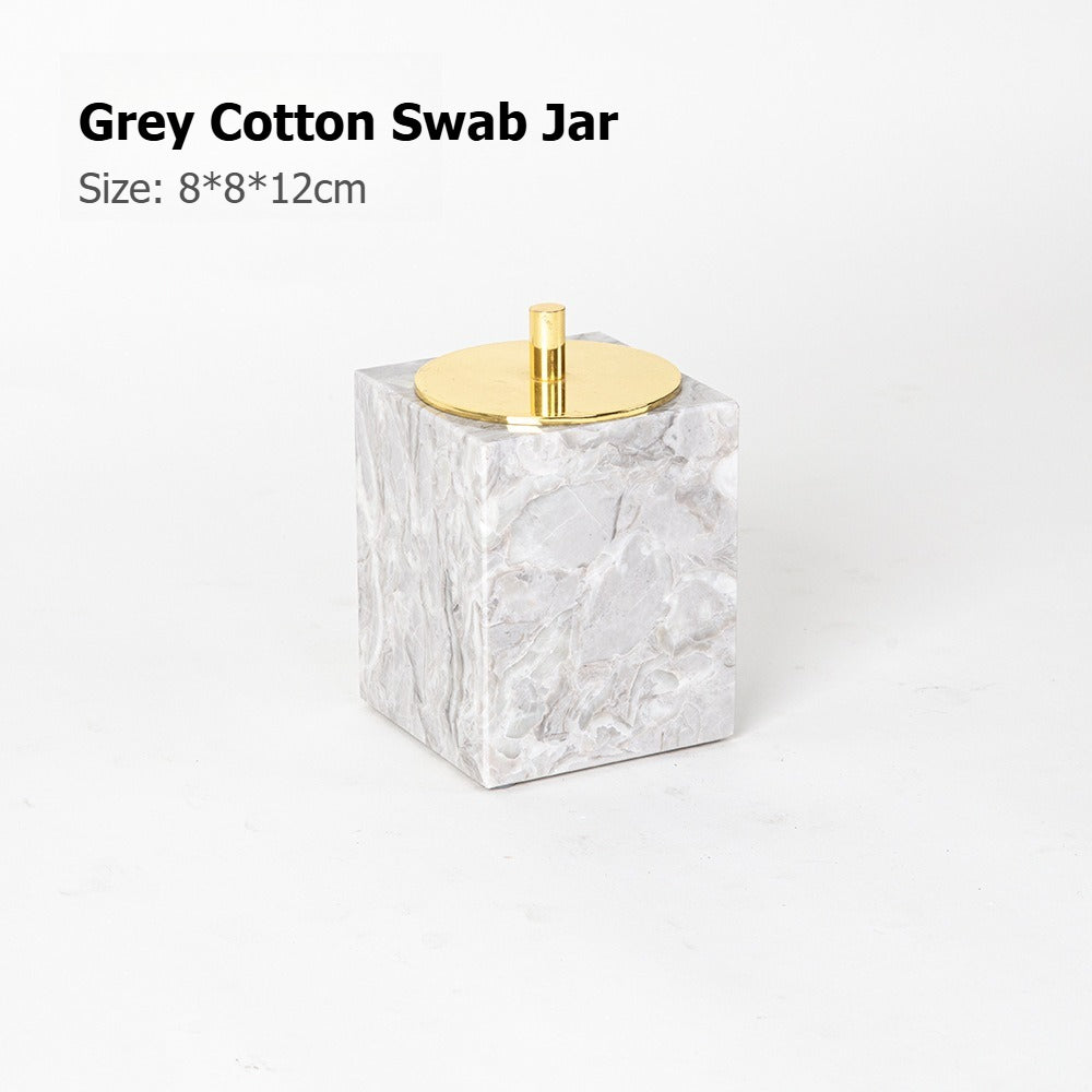 AUSAULAC Luxury Marble Bathroom Set - Soap Dispenser, Tissue Box & Tray | Light Luxury Hotel Style