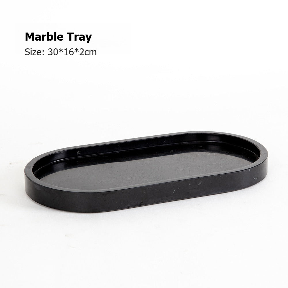 AUSAULAC Luxury Marble Bathroom Set - Soap Dispenser, Tissue Box & Tray | Light Luxury Hotel Style