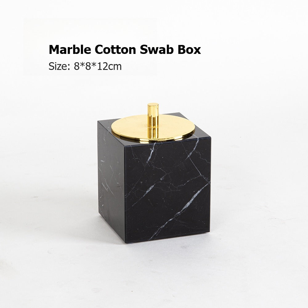 AUSAULAC Luxury Marble Bathroom Set - Soap Dispenser, Tissue Box & Tray | Light Luxury Hotel Style