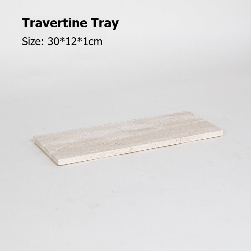 AUSAULAC Luxury Natural Travertine  Bathroom Set - Soap Dispenser, Tissue Box & Tray | Light Luxury Hotel Style