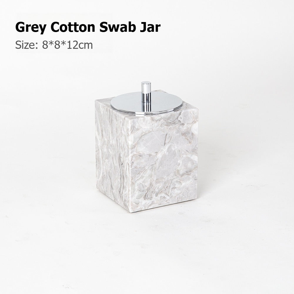 AUSAULAC Luxury Marble Bathroom Set - Soap Dispenser, Tissue Box & Tray | Light Luxury Hotel Style