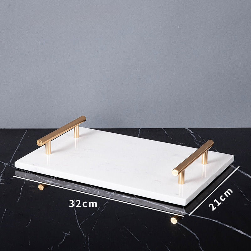 AUSAULAC Luxury Marble Bathroom Set - Soap Dispenser, Tissue Box & Tray | Light Luxury Hotel Style