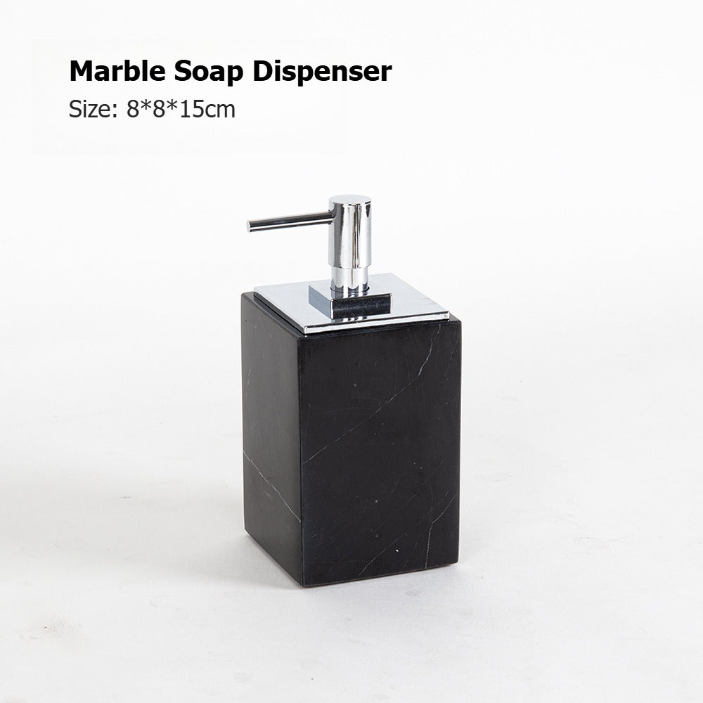 AUSAULAC Luxury Marble Bathroom Set - Soap Dispenser, Tissue Box & Tray | Light Luxury Hotel Style