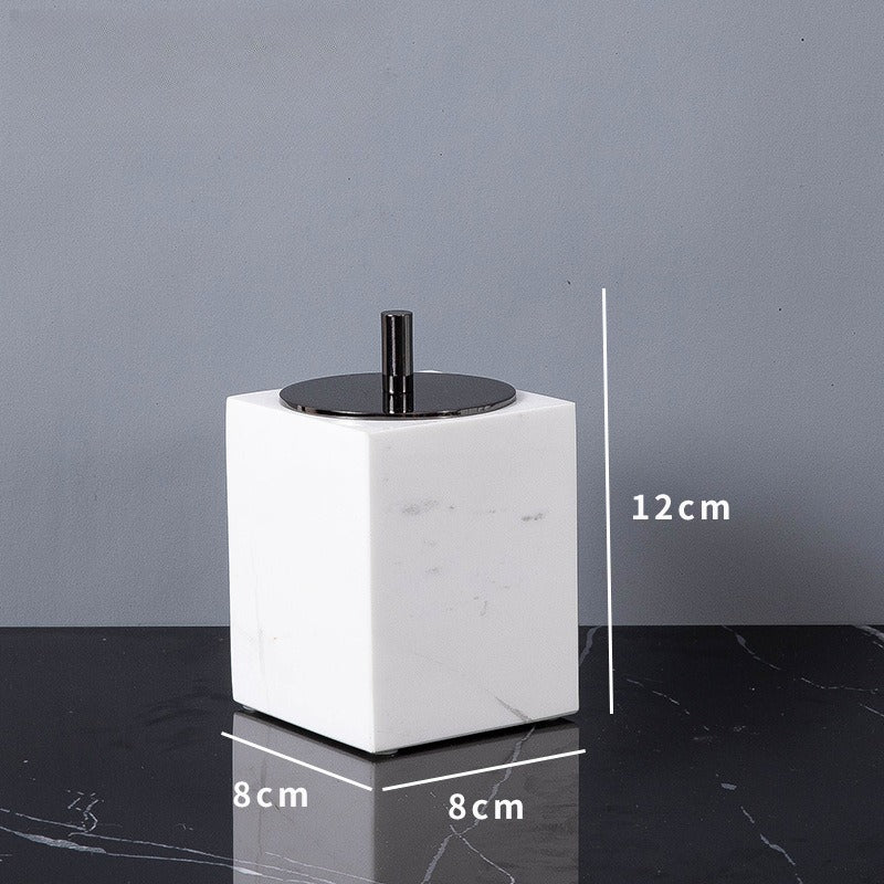 AUSAULAC Luxury Marble Bathroom Set - Soap Dispenser, Tissue Box & Tray | Light Luxury Hotel Style