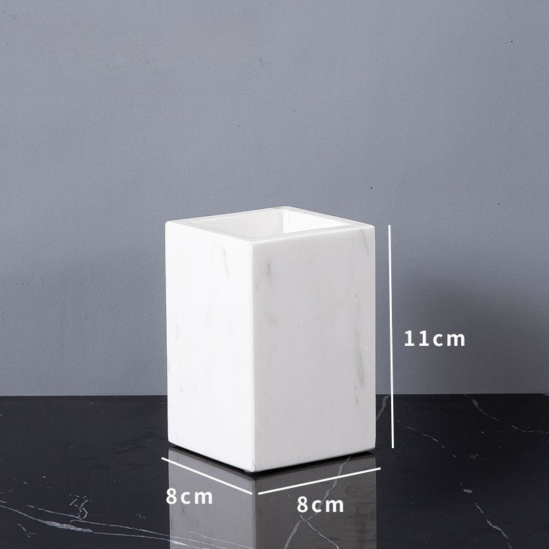 AUSAULAC Luxury Marble Bathroom Set - Soap Dispenser, Tissue Box & Tray | Light Luxury Hotel Style