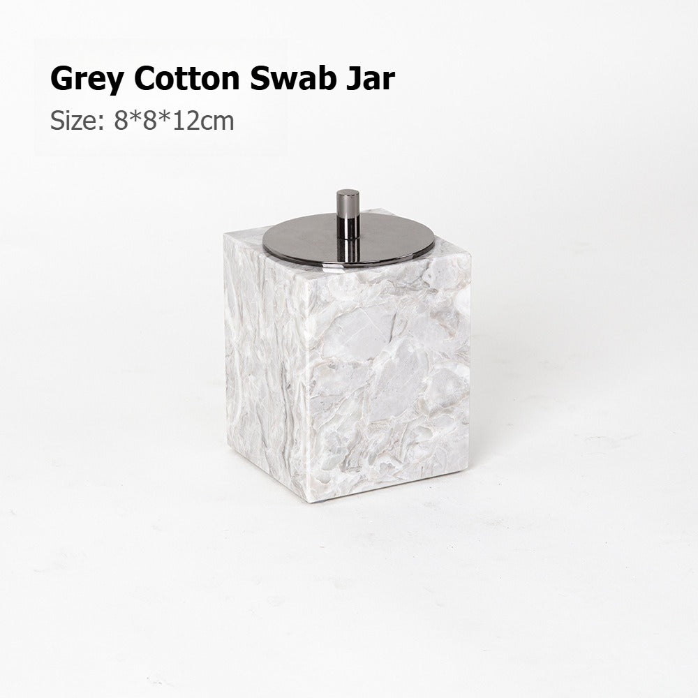 AUSAULAC Luxury Marble Bathroom Set - Soap Dispenser, Tissue Box & Tray | Light Luxury Hotel Style