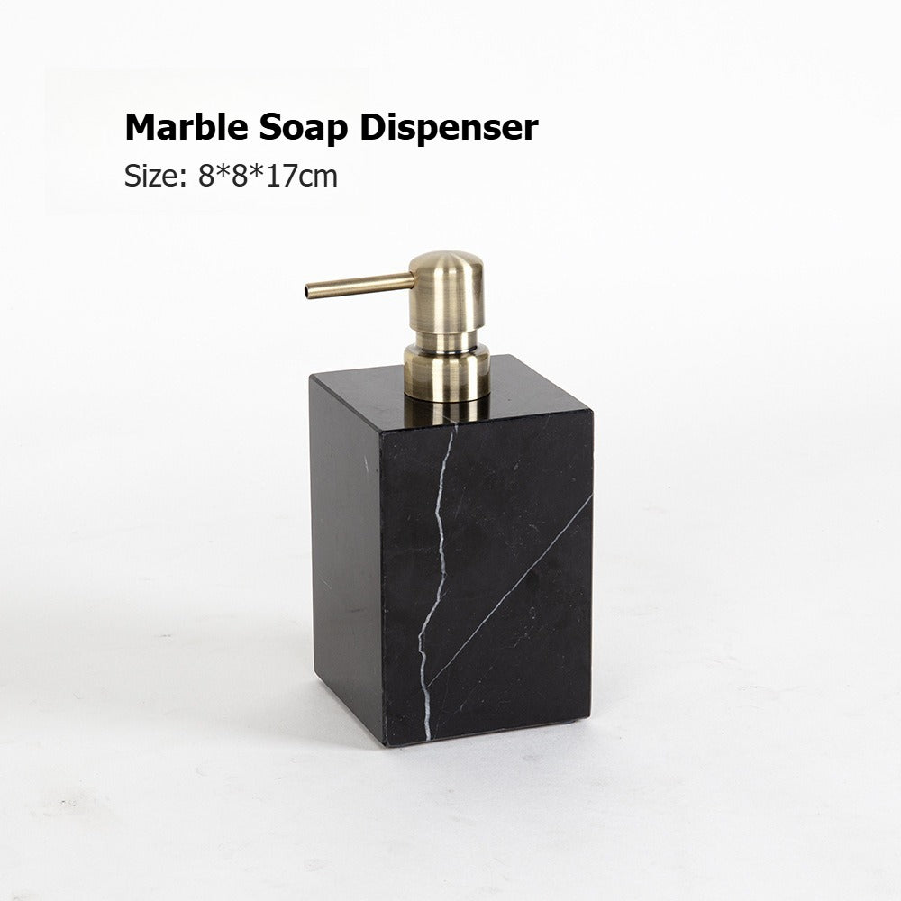 AUSAULAC Luxury Marble Bathroom Set - Soap Dispenser, Tissue Box & Tray | Light Luxury Hotel Style