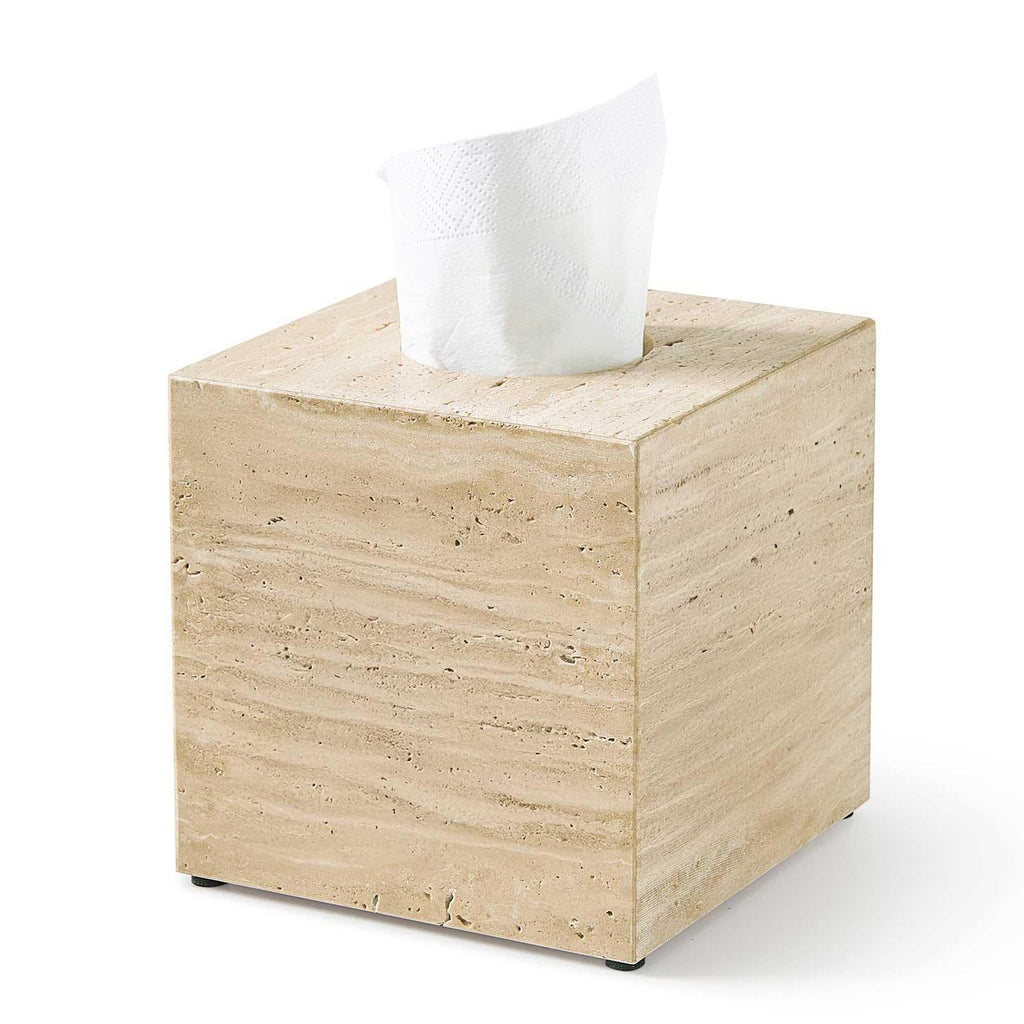 AUSAULAC Genuine Marble Tissue Box - Luxury Natural Stone Tissue Cover for Modern Home Decor, Office Desk, and Kitchen Countertop - Ausaulac