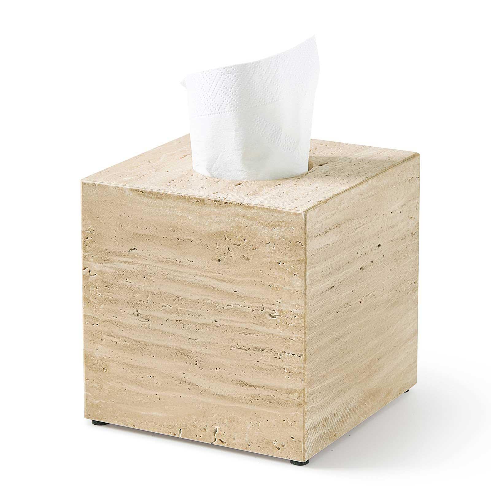 AUSAULAC Genuine Marble Tissue Box - Luxury Natural Stone Tissue Cover for Modern Home Decor, Office Desk, and Kitchen Countertop - Ausaulac