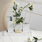 AUSAULAC Jazz White Close-up of {material} marble bathroom suite pieces - Premium Quality