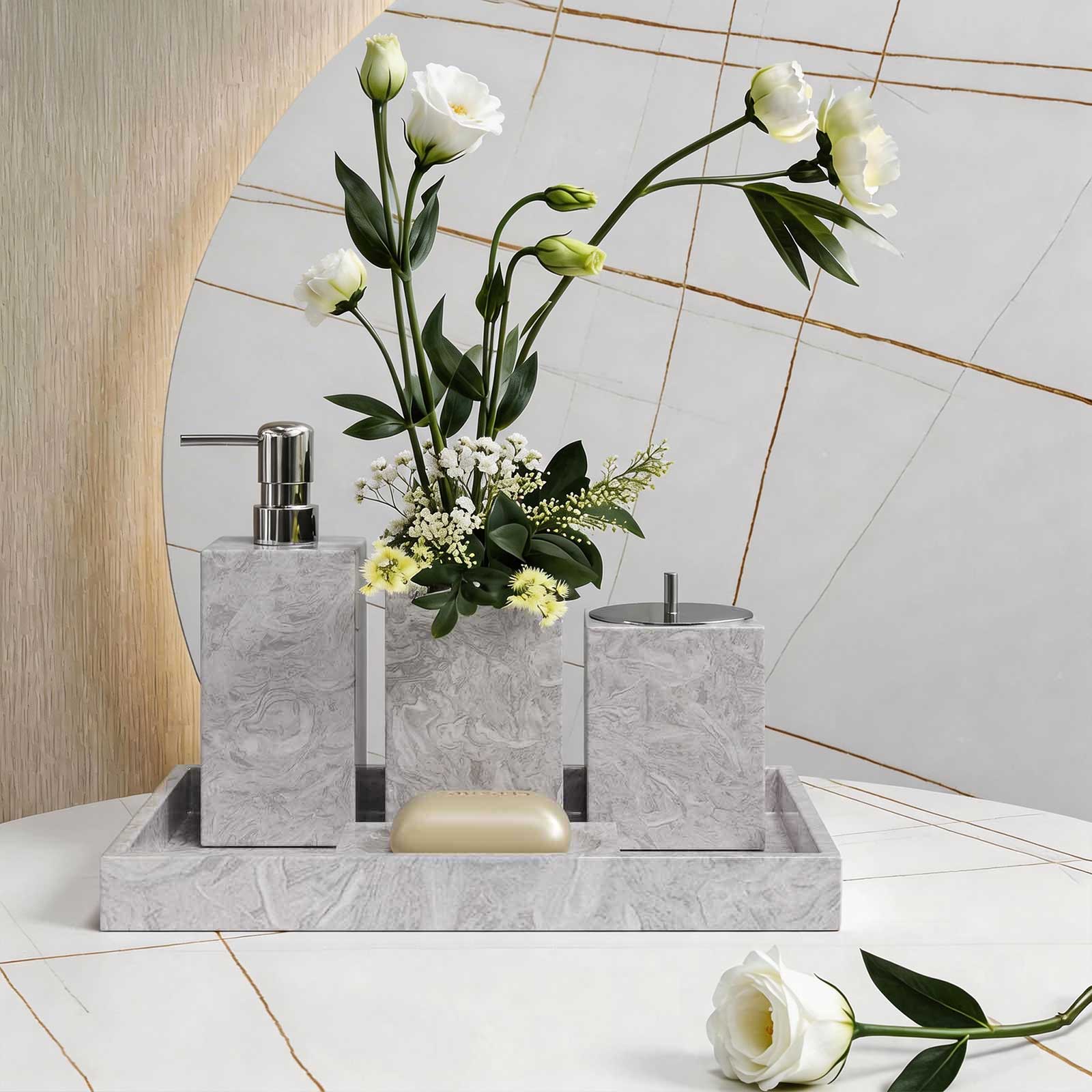 The Hermes Grey Marble Vanity Suite