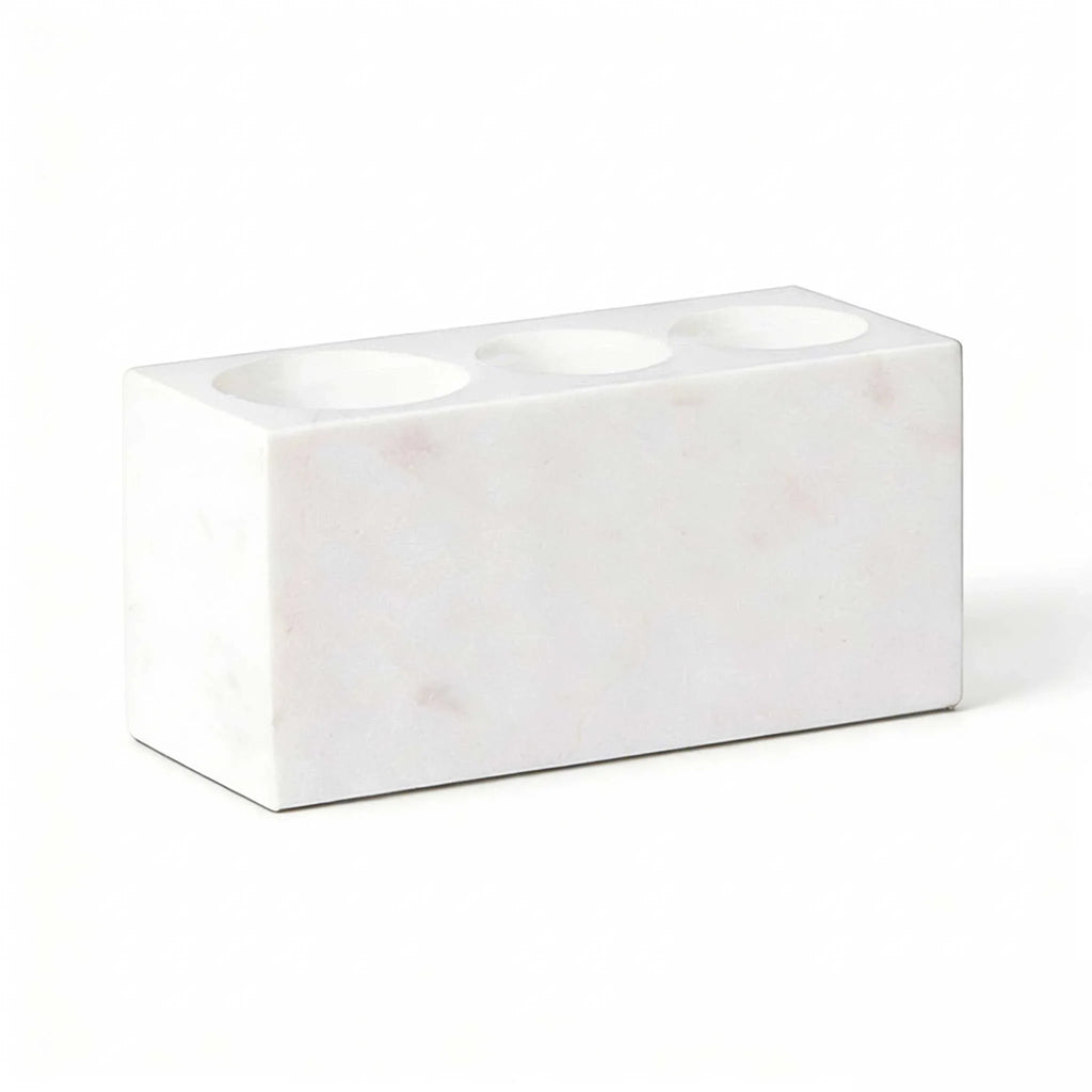 The 3-Slot Jazz White Marble Toothbrush Stand - Ausaulac